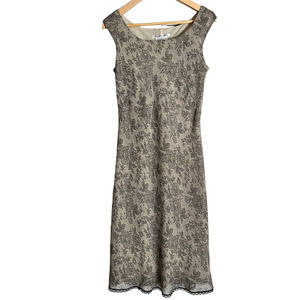 Maggy London Black and Tan Lace Slip Dress Size 6 Floral Pattern and  Lace Hem